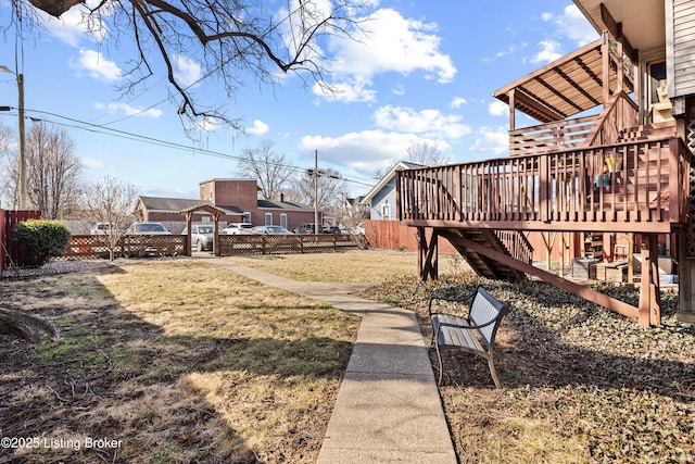 view of yard with a deck