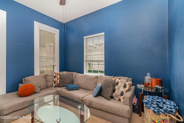 living room with carpet floors