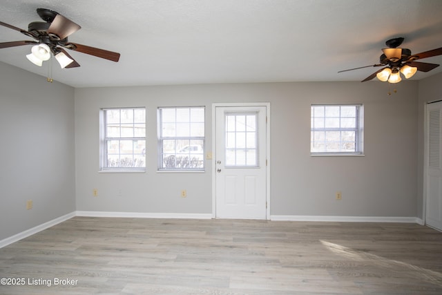 unfurnished room featuring light wood-style flooring and baseboards