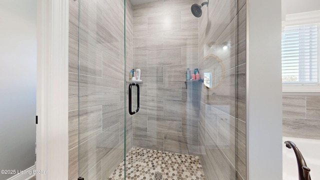 bathroom with a shower stall