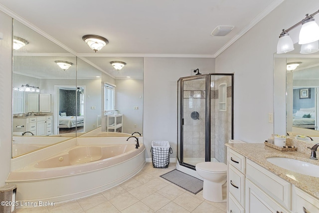 13200 Creekview Rd, Prospect, KY 40059 - ensuite bathroom featuring a shower stall, a bath, tile patterned floors, and connected bathroom