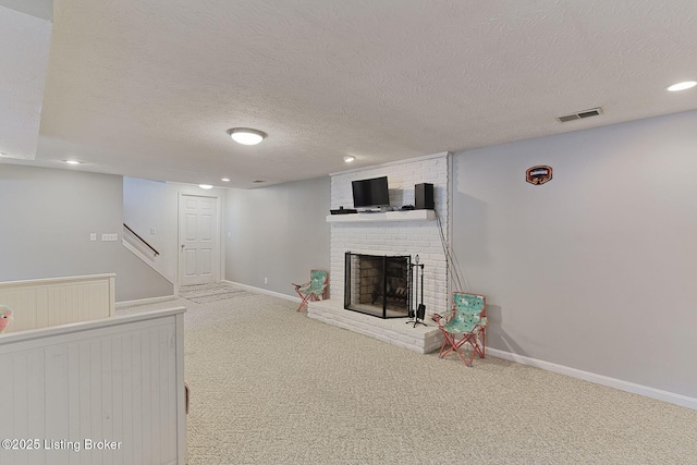 13200 Creekview Rd, Prospect, KY 40059 - interior space featuring a fireplace, carpet, visible vents, and baseboards