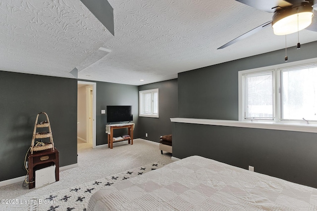 13200 Creekview Rd, Prospect, KY 40059 - bedroom with ceiling fan, baseboards, a textured ceiling, and carpet floors
