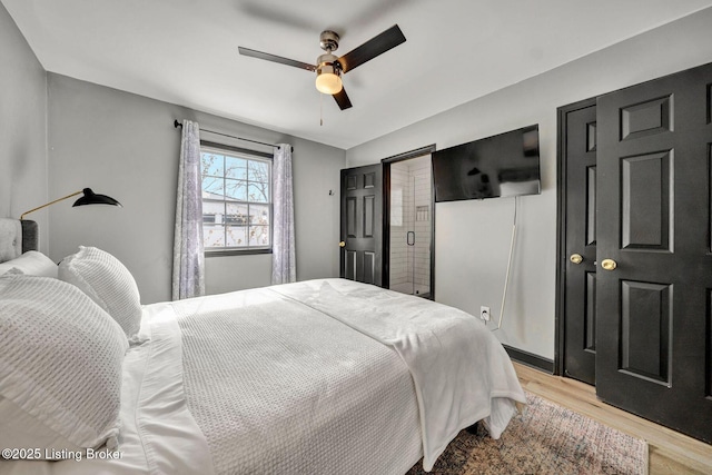 4708 S 3rd St, Louisville, KY 40214 - bedroom with light wood-style flooring and a ceiling fan