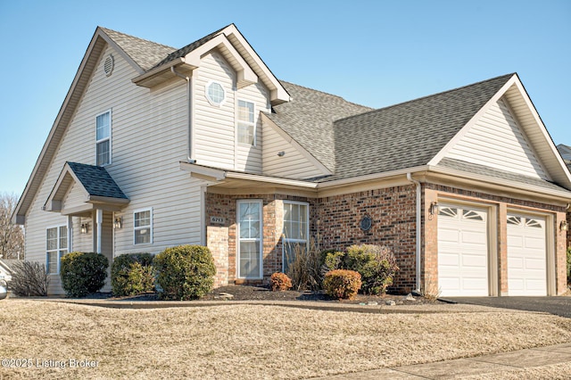 front facade with a garage