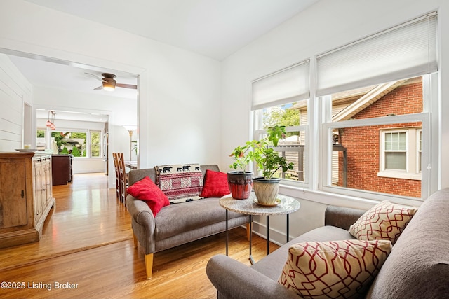 living area featuring light hardwood / wood-style floors