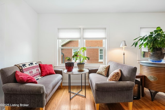 living area with light wood-type flooring