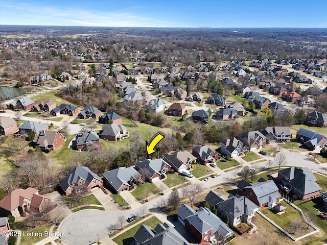 aerial view with a residential view