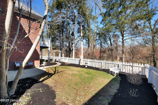 view of yard with a patio and fence private yard