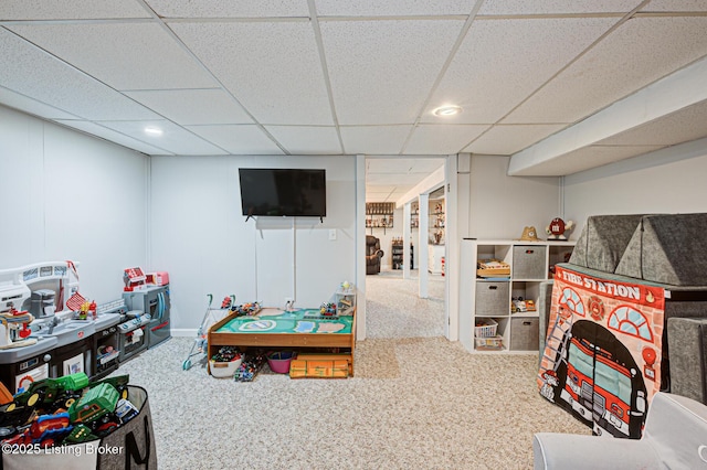 9914 Mccrea Ln, Louisville, KY 40229 - game room featuring a paneled ceiling, carpet floors, and recessed lighting