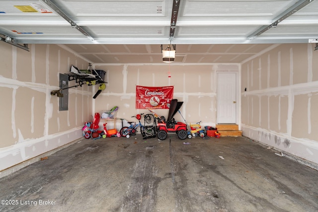 garage with a garage door opener