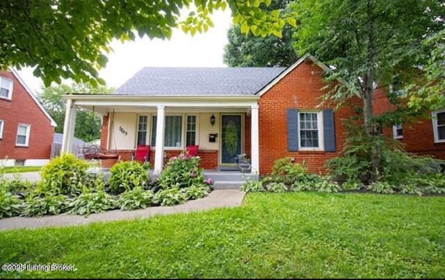 bungalow-style house featuring a front yard and a porch