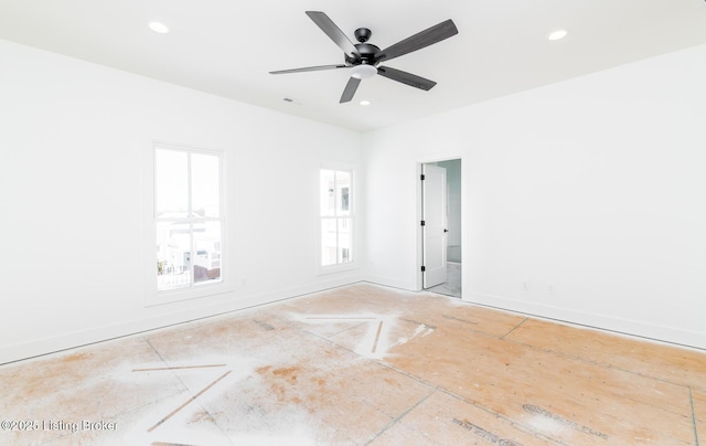 unfurnished room featuring ceiling fan