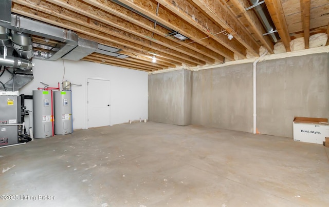 basement featuring water heater