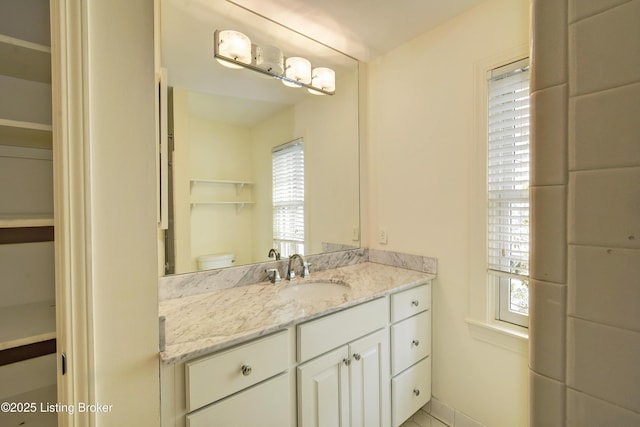 bathroom with toilet and vanity