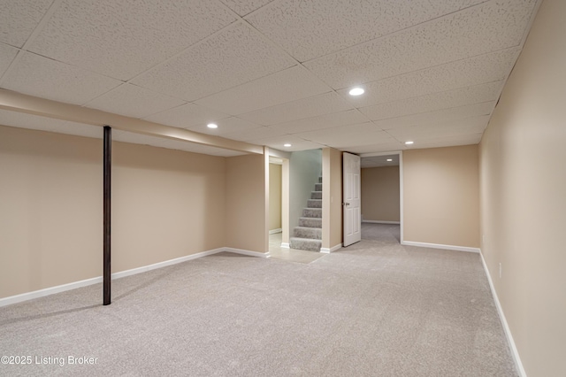 basement featuring carpet floors