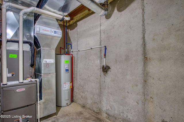 utility room with electric water heater