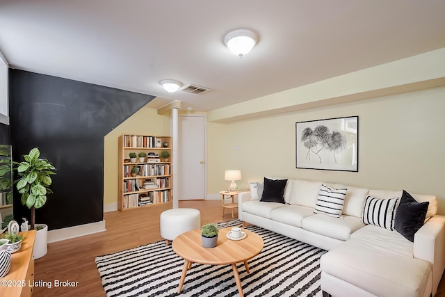 living room with wood-type flooring