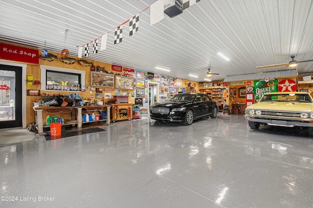 garage featuring metal wall