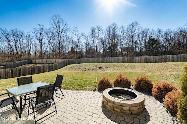 view of patio with an outdoor fire pit