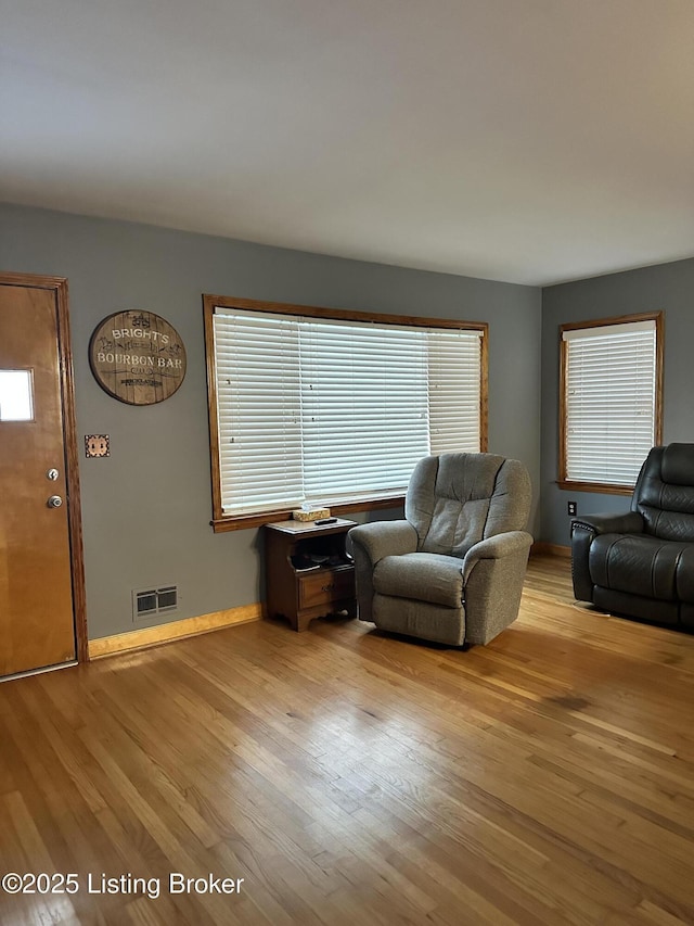 living room with light wood-type flooring