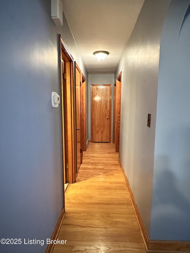 corridor with light hardwood / wood-style flooring