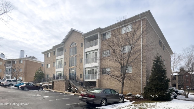 view of snow covered building