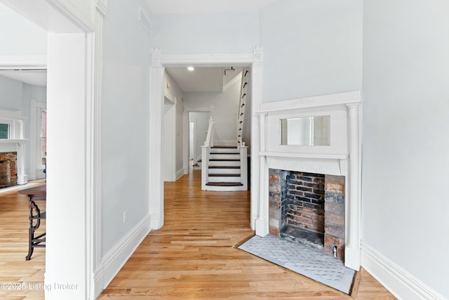 interior space with light hardwood / wood-style floors