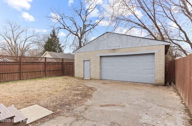 detached garage with fence