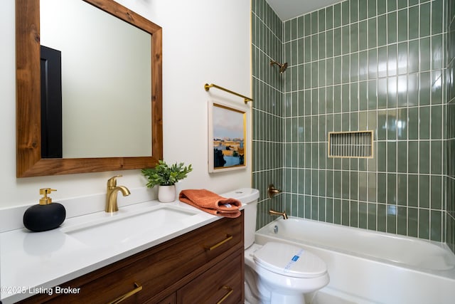 full bathroom with vanity, toilet, and shower / tub combination