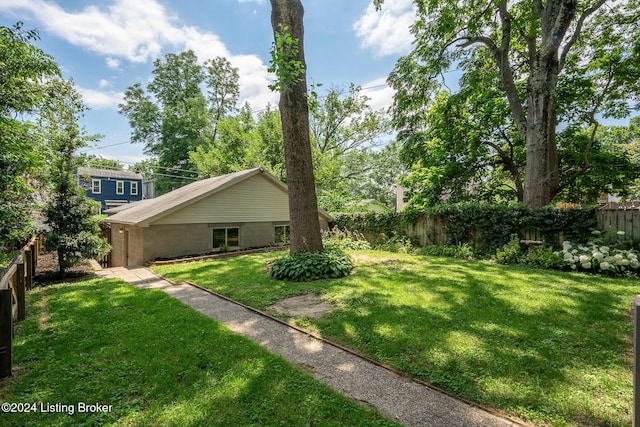 view of yard with a fenced backyard