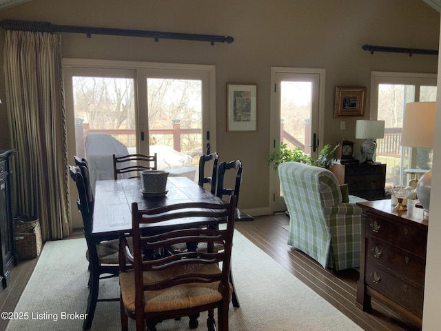 dining area with light wood-style floors