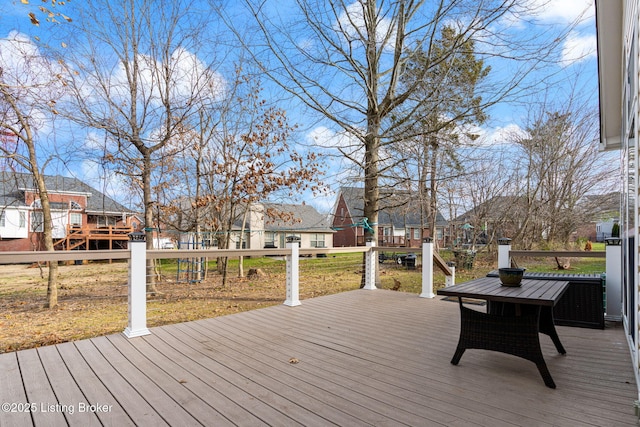 deck with a residential view