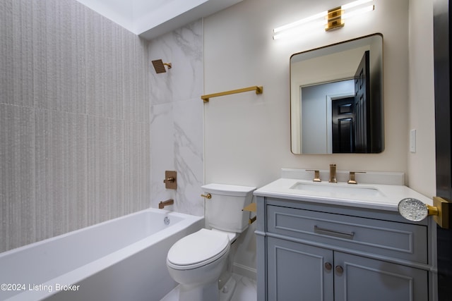 full bathroom featuring shower / bathing tub combination, vanity, and toilet