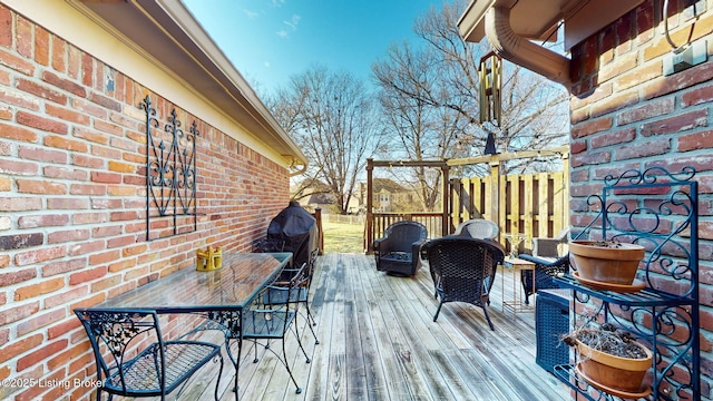 deck featuring fence