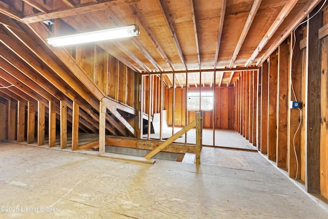 view of unfinished attic