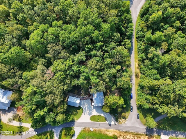 aerial view featuring a forest view