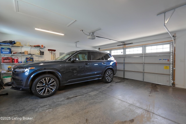 garage with a garage door opener