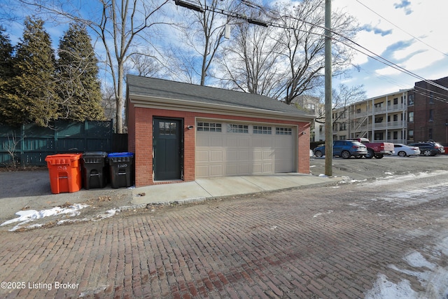 view of detached garage