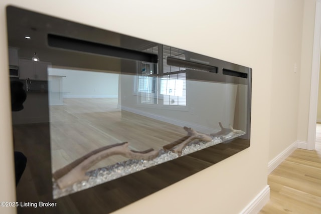 interior details with baseboards and wood finished floors