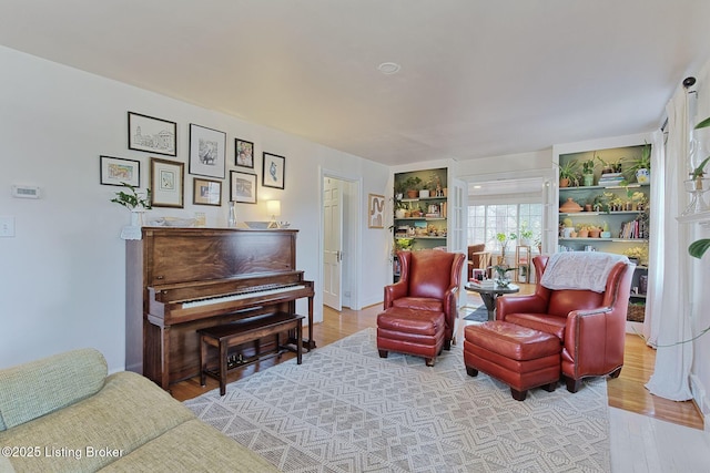 living area with light wood-type flooring