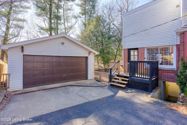 view of detached garage