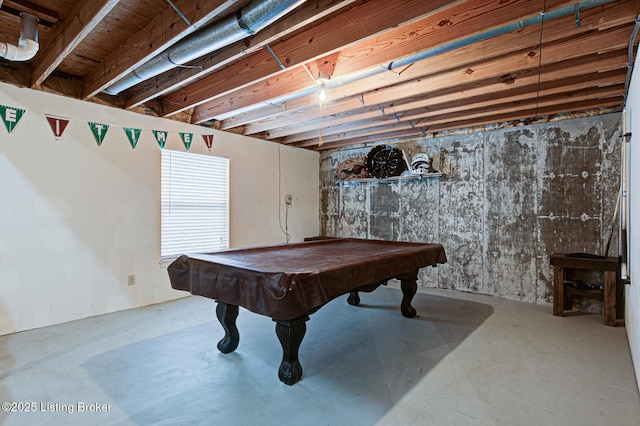 recreation room with concrete flooring and billiards