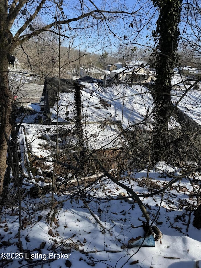 view of snow covered land