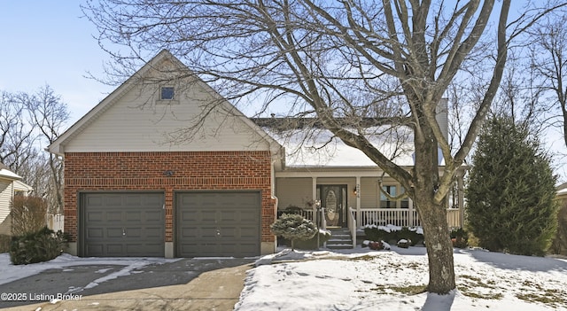 view of front of property with a porch and brick siding