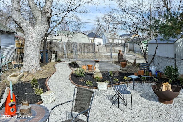 view of patio with a residential view and a fenced backyard