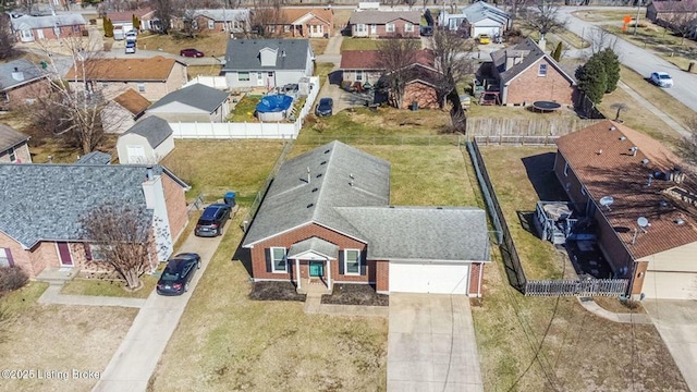 bird's eye view with a residential view