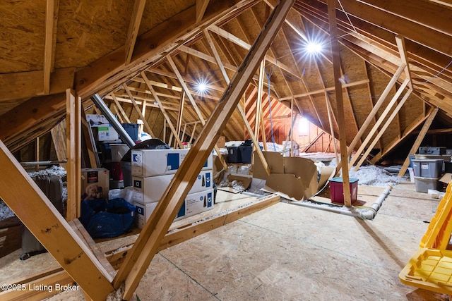 view of unfinished attic