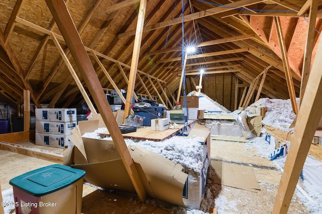 view of unfinished attic