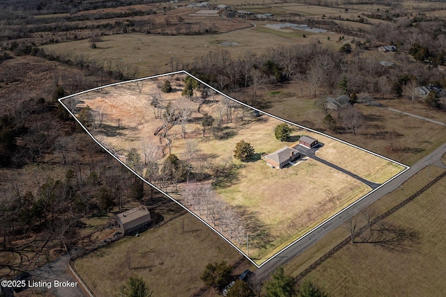 drone / aerial view with a rural view